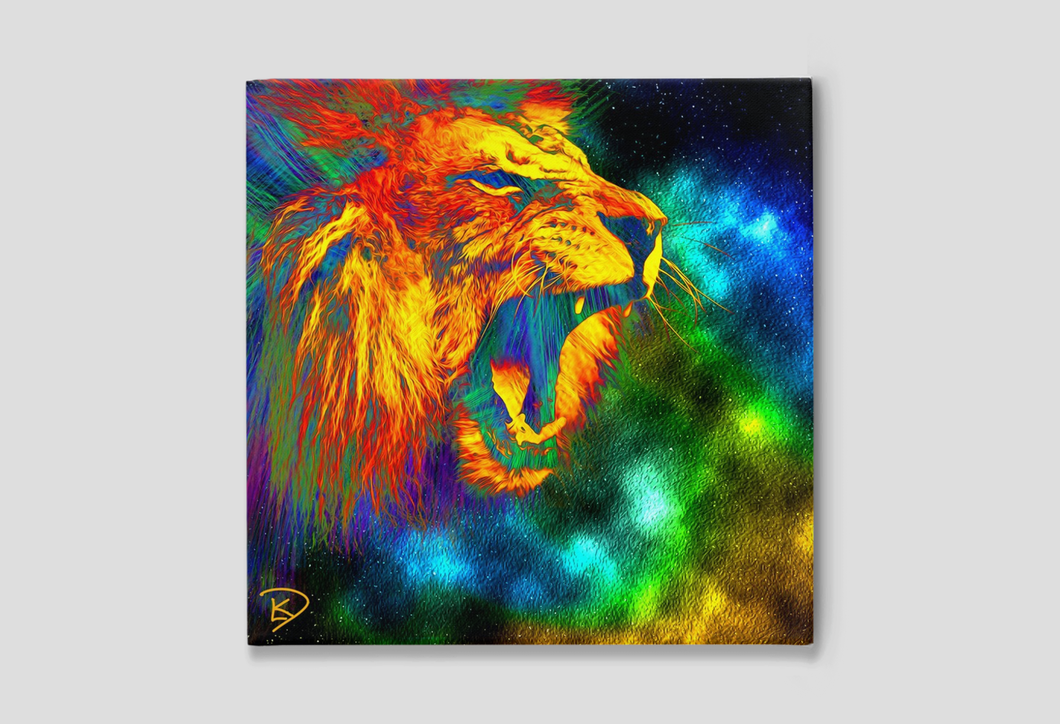 Lion Space Canvas Print Square 