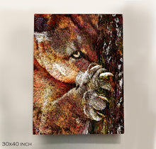 Load image into Gallery viewer, Mountain Lion Aluminum Print &quot;Iron Sharpens Iron&quot;