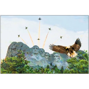 Mount Rushmore Aluminum Print "Rock, Flag, and Eagle"