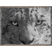 Load image into Gallery viewer, Snow Leopard Woven Blanket &quot;Enjoy The Silence&quot;