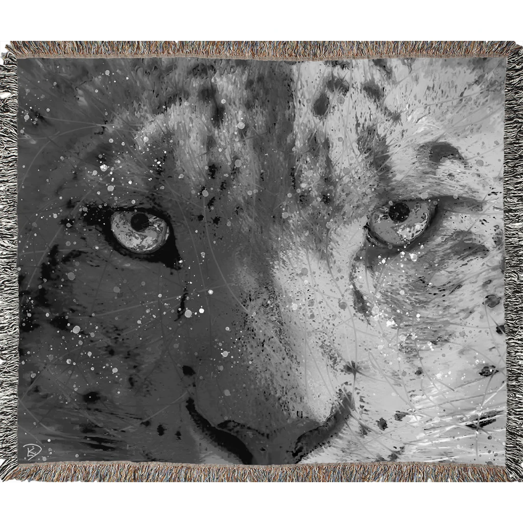Snow Leopard Woven Blanket 