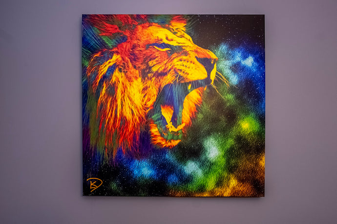 Lion Space Canvas Print Square 