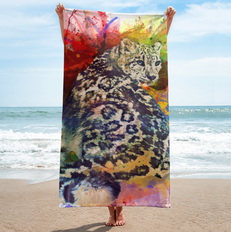 Snow Leopard Beach Towel 