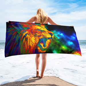 Abstract Lion Beach Towel "Lion Space"