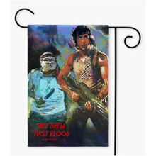 Load image into Gallery viewer, Danny Devito Rambo Yard Flag &quot;They Drew First Blood&quot;