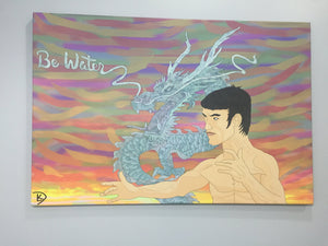 Bruce Lee Art Water Dragon Painting Print Dragon Wall Art