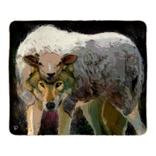 Load image into Gallery viewer, Wolf In Sheeps Clothing Throw Blanket &quot;Beware&quot;